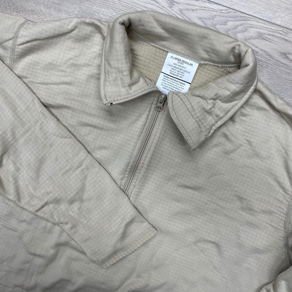 Peckham Mid Weight Shirt Mens XL Regular Tan Cold Weather Gen III Polartec Zip